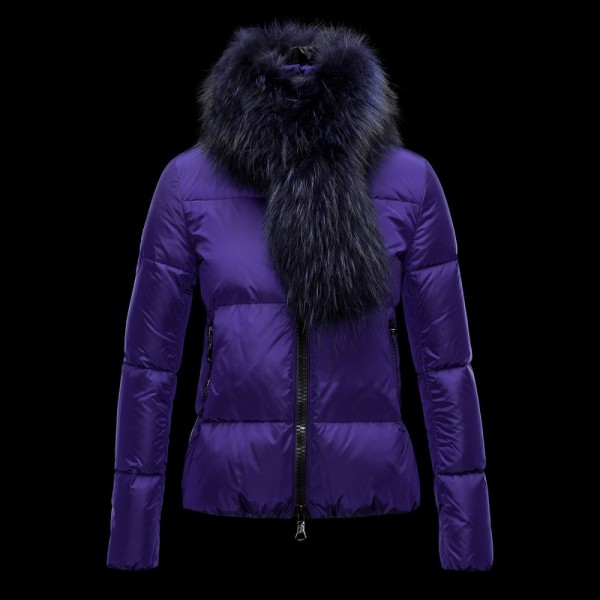 Moncler Moda viola collo di pelliccia Cappotti